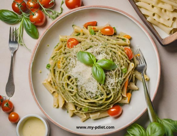 Pasta Integral con Verduras al Pesto, recetas saludables, nutricionistas
