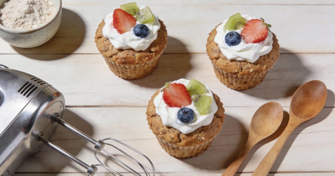 Cupcakes integrales, cupcake saludable, receta integral, día del cupcake, repostería saludable, postre bajo en azúcar, cupcake con yogur, alimentación consciente, nutrición y bienestar, recetas My Personal Diet Consulting