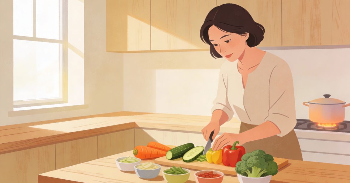 cocina consciente, mindful cooking, alimentación consciente, nutrición emocional, planificación de menús, hábitos saludables, bienestar integral, relación saludable con la comida, pausas conscientes, porciones adecuadas