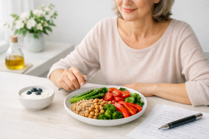 microbiota intestinal, envejecimiento saludable, salud digestiva, alimentación para mayores, probióticos, prebióticos, fibra dietética, inflamación de bajo grado, nutrición clínica, salud intestinal