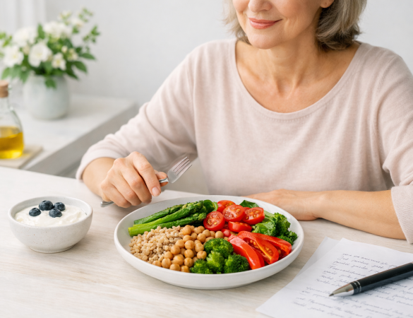 microbiota intestinal, envejecimiento saludable, salud digestiva, alimentación para mayores, probióticos, prebióticos, fibra dietética, inflamación de bajo grado, nutrición clínica, salud intestinal