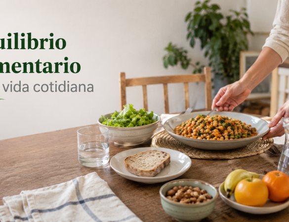 Alimentación saludable equilibrada en el día a día con una comida variada y cotidiana en una mesa doméstica